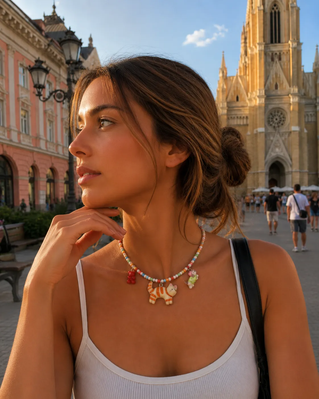 Colorful MyCharm necklace with charm details
